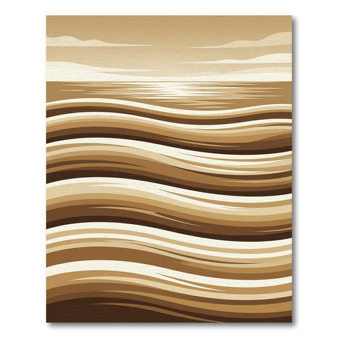 Minimalist Sepia Abstract Rolling Waves Rug