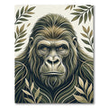 Enigmatic Olive Gorilla Arboreal Portrait Rug