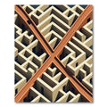 Modern Copper Geometric Maze Art Rug