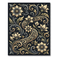 Elegant Gold Floral Swirl Botanical Rug