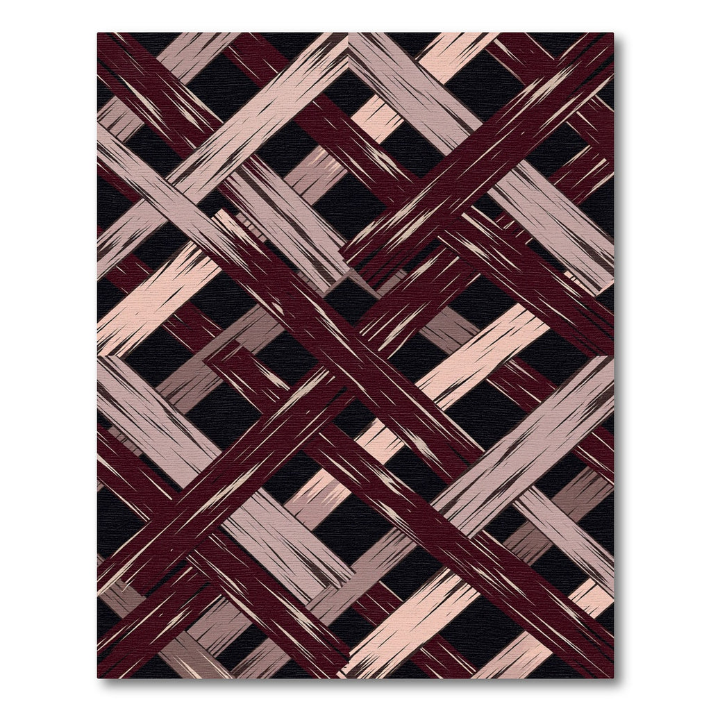 Geometric Intersecting Burgundy and Blush Plaid Rug