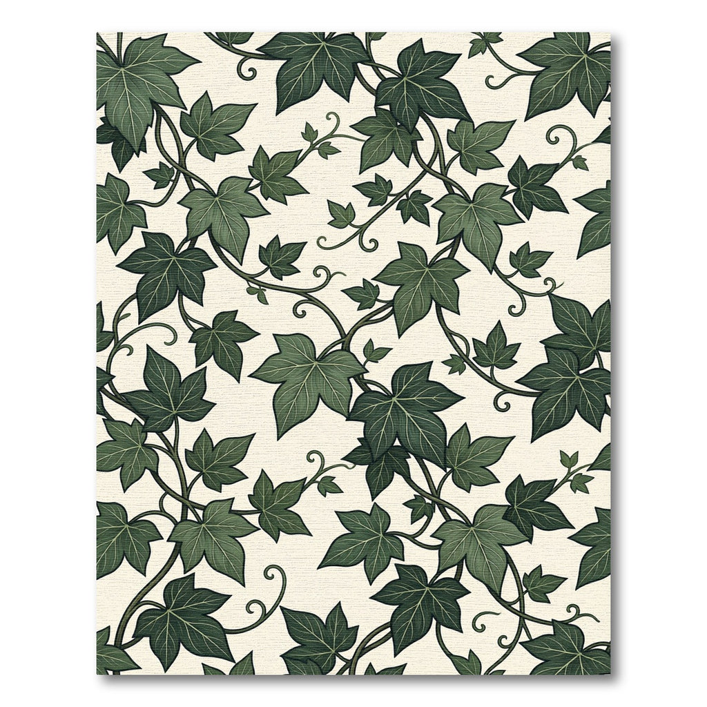 Earthy Green Ivy Vine Foliage Rug