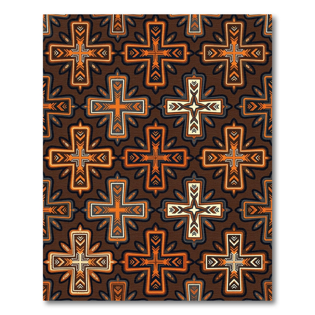 Geometric Earthy Totem Cross Tile Rug