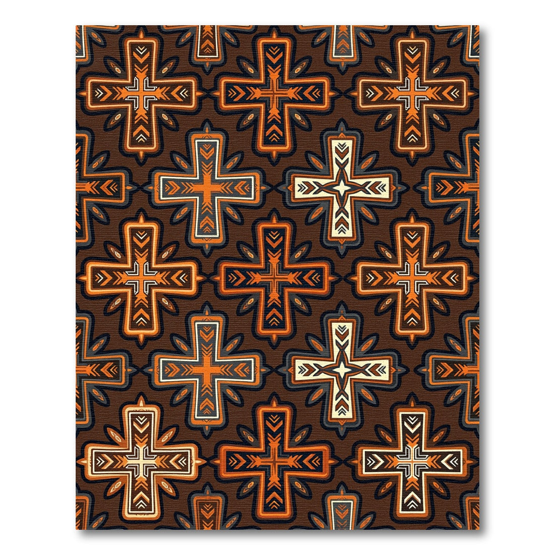 Geometric Earthy Totem Cross Tile Rug