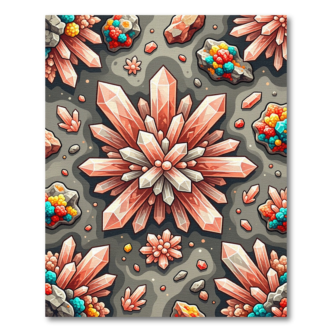 Radiant Peach Crystal Gemstone Cluster Rug