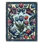 Enchanted Vintage Navy Tulip Ribbon Bouquet Rug