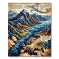 Mountain River Topographic Map Rug