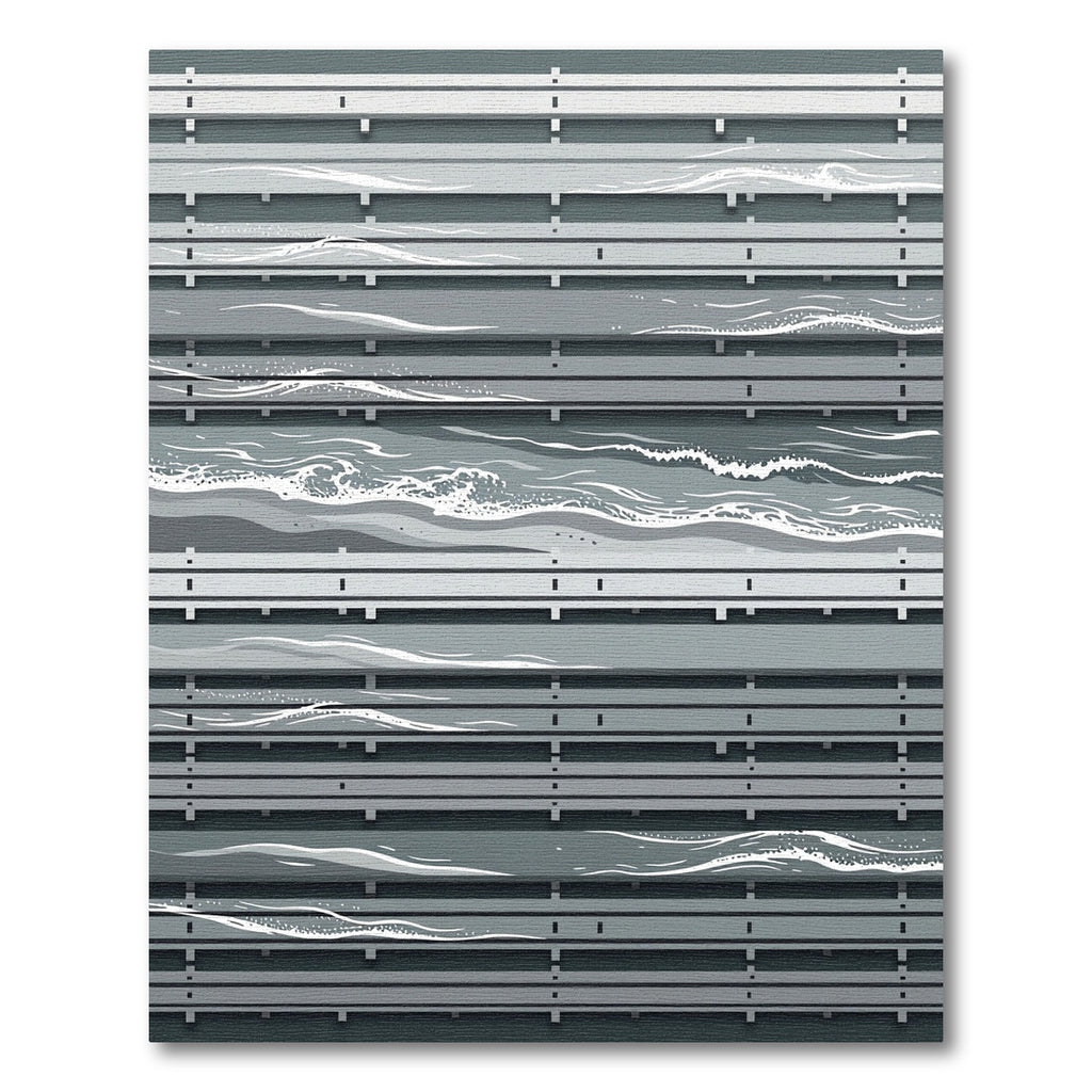 Minimalist Slate Blue Abstract Wave Rug