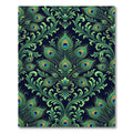Elegant Peacock Feather Damask Art Rug