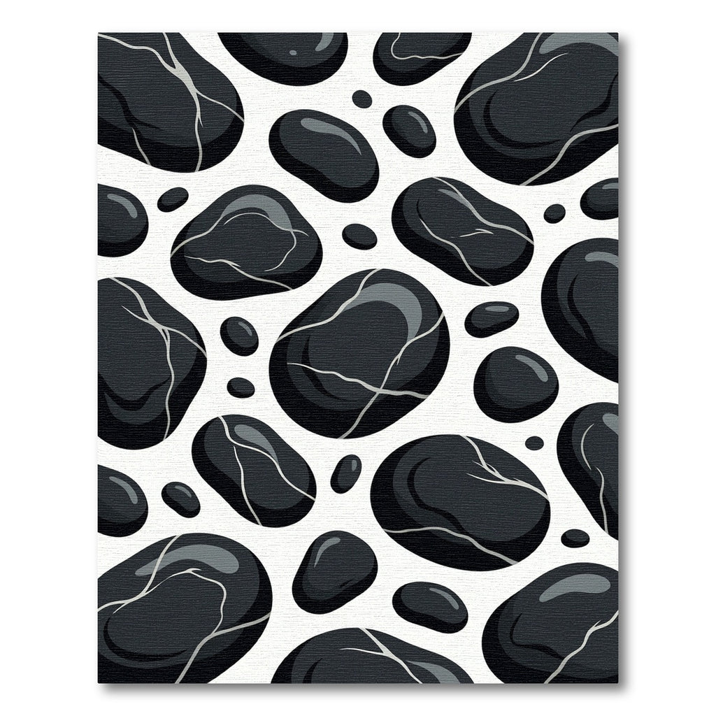 Black Pebble Mosaic Scattered Stones Rug