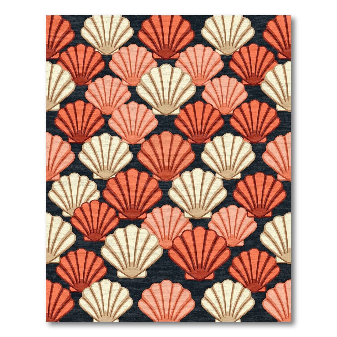 Coral and Cream Scallop Shell Tile Rug