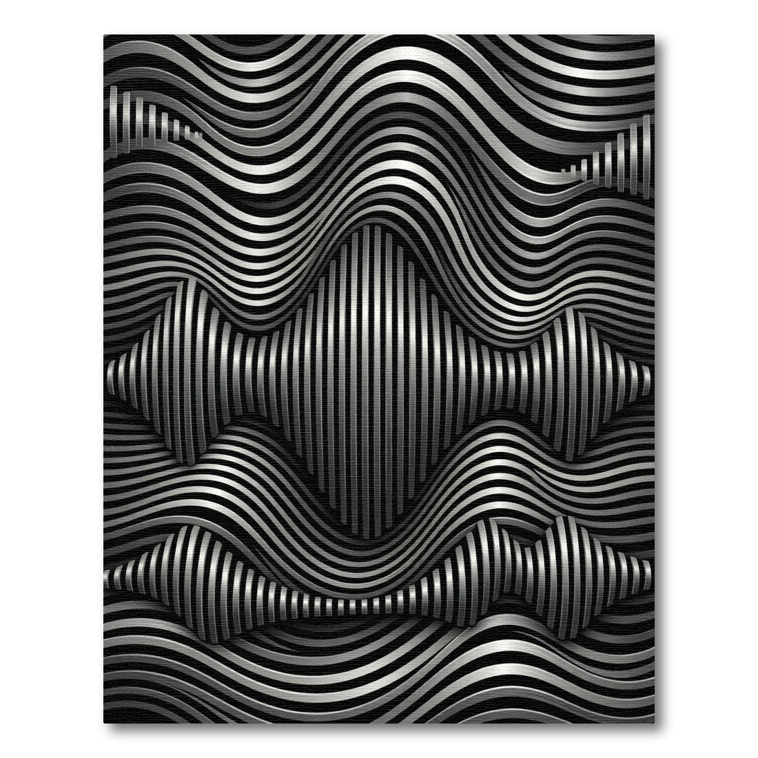 Abstract Silver Wave Line Rug