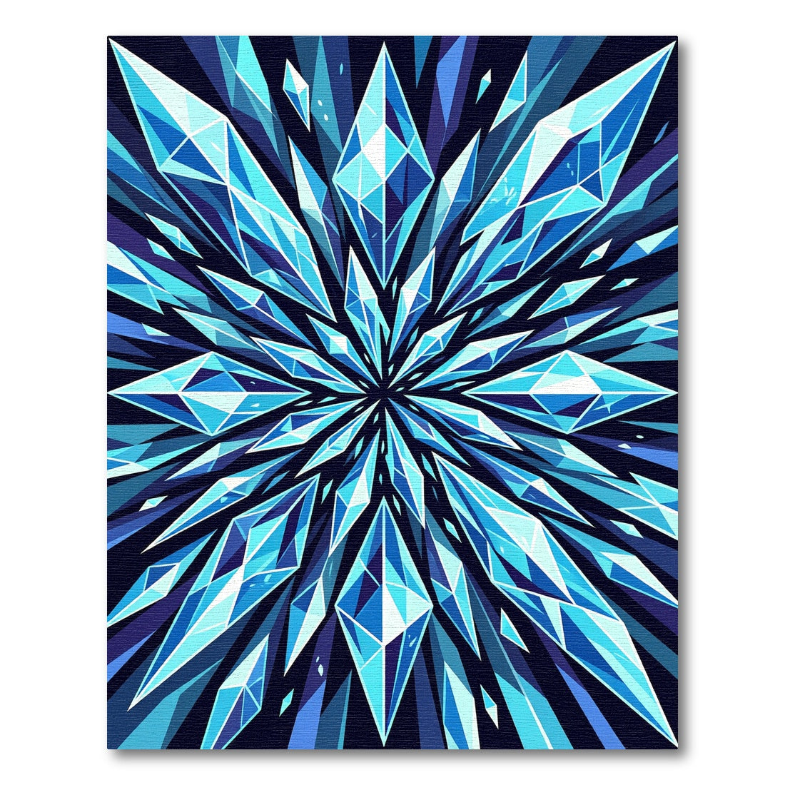 Radiant Blue Crystal Geometric Star Rug