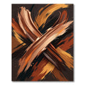 Earthy Bronze Abstract Cross Brushstroke Rug