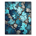 Cracked Ocean Blue Abstract Shattered Rug