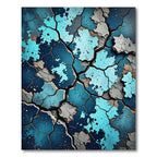 Cracked Ocean Blue Abstract Shattered Rug