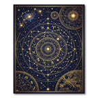 Golden Celestial Zodiac Constellation Map Area Rug