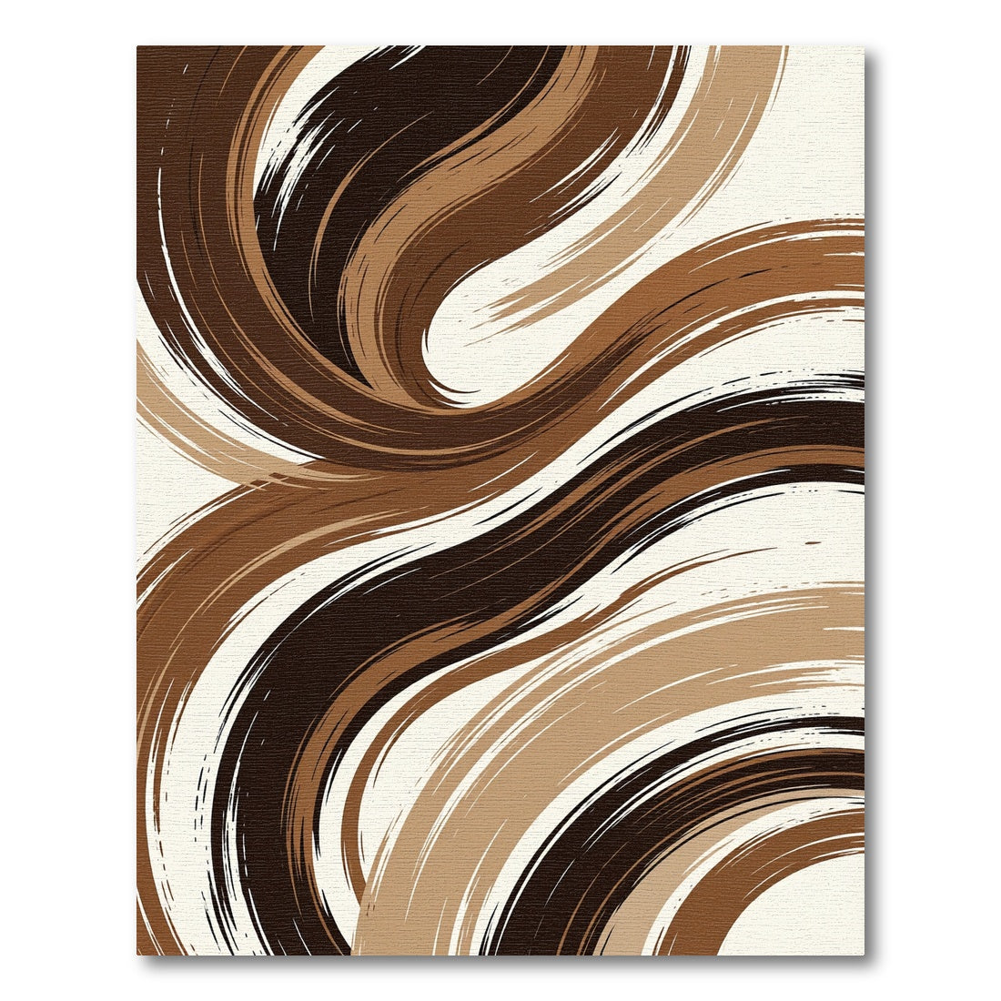 Abstract Brown Swirl Wave Art Rug