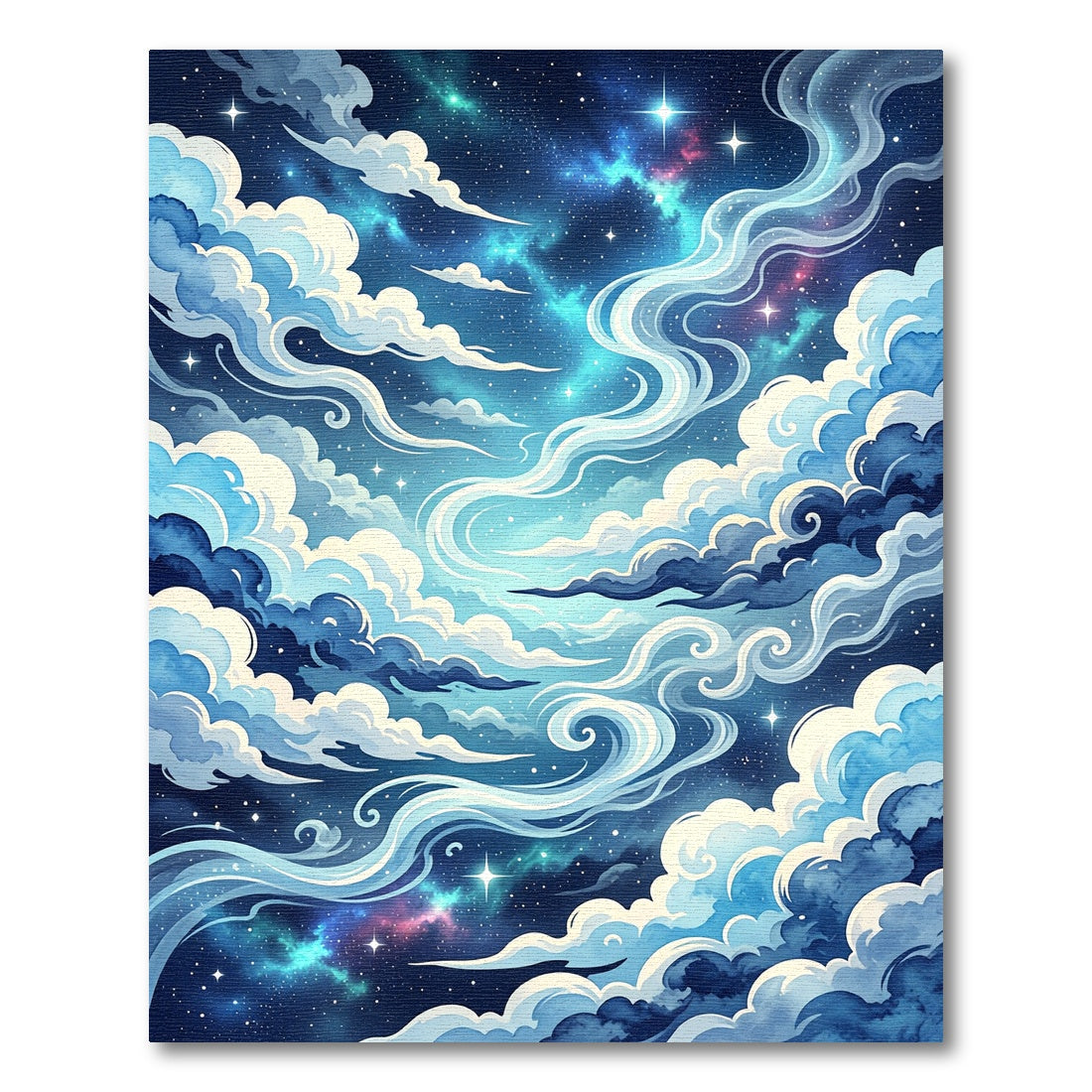 Celestial Starry Sky Swirling Clouds Rug