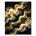 Elegant Gold and Black Wavy Abstract Rug