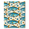 Playful Blue Fish and Starfish Rug