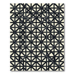 Modern Charcoal Interlocking Geometric Grid Rug