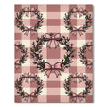 Blush Pink Gingham Cherry Blossom Wreath Rug
