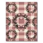 Blush Pink Gingham Cherry Blossom Wreath Rug