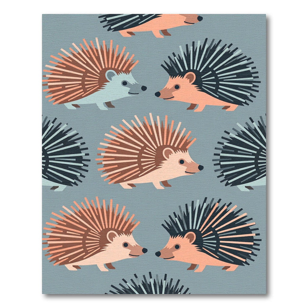 Playful Pastel Hedgehog Illustration Rug