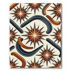 Midcentury Burnt Orange Gray Celestial Star Rug