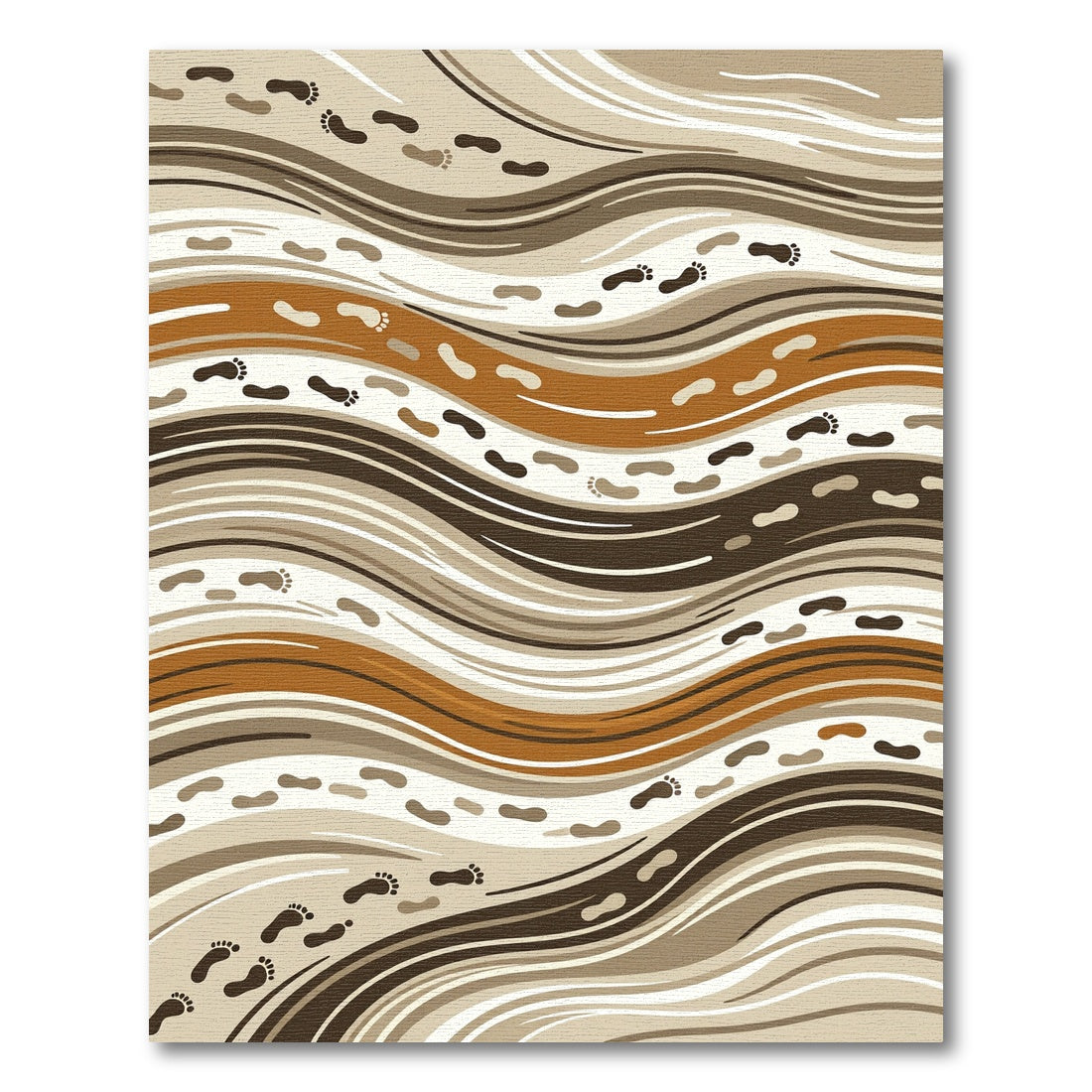 Earth Tone Wavy Footprint Abstract Rug