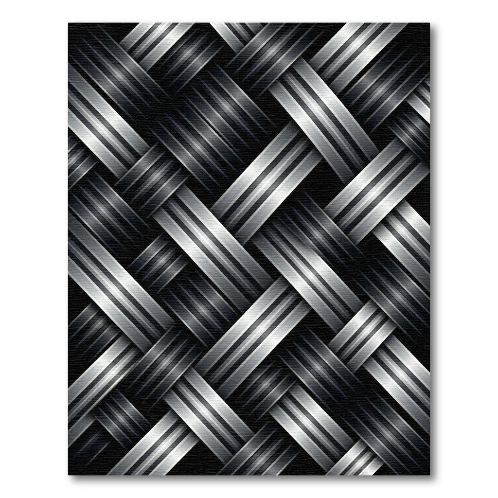 Modern Metallic Silver Woven Interlocking Texture Rug