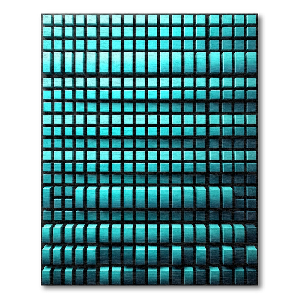 Cyan Geometric Isometric 3D Cube Rug