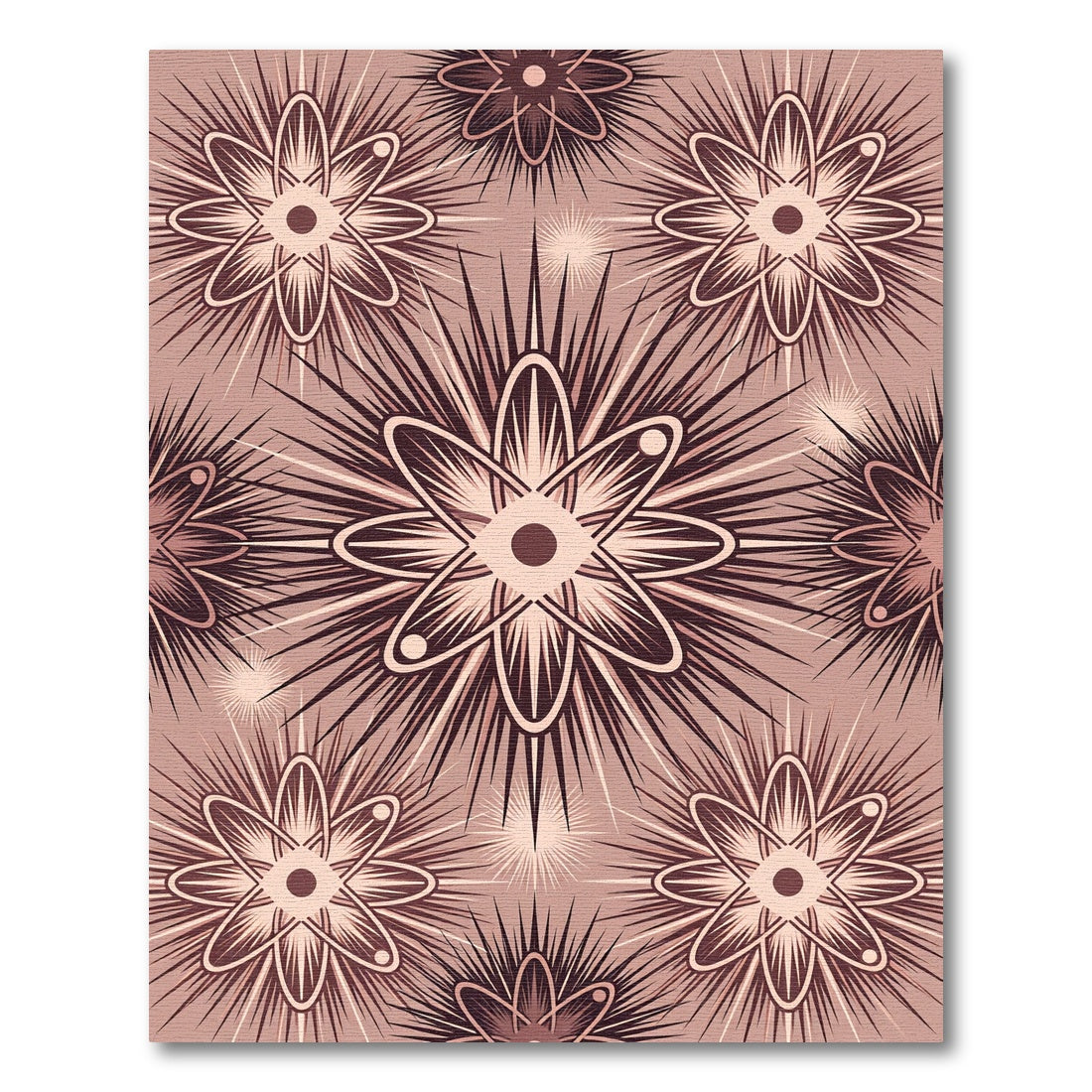 Rosy Sunburst Starburst Atomic Design Rug