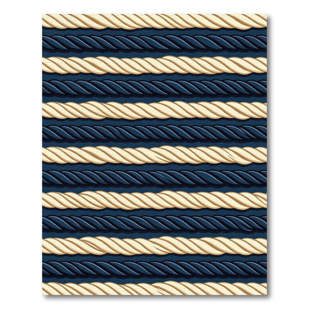 Navy and Cream Nautical Rope Stripe Rug