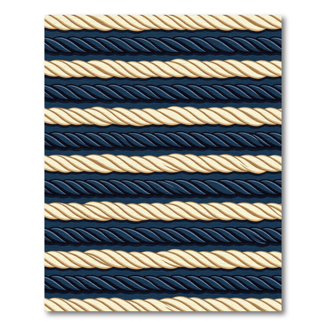 Navy and Cream Nautical Rope Stripe Rug
