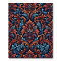 Ornate Burnt Orange Blue Damask Rug