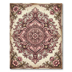 Ornate Pink Floral Scroll Medallion Rug