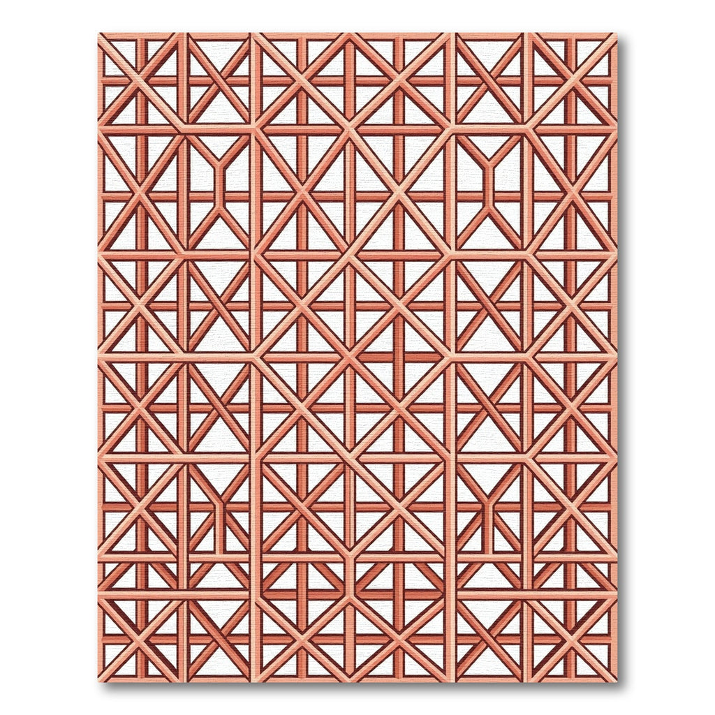 Copper Geometric Lattice Linear Grid Rug
