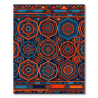 Vibrant Electric Blue Orange Hexagon Geometric Rug