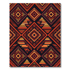 Fiery Geometric Diamond Zigzag Rug