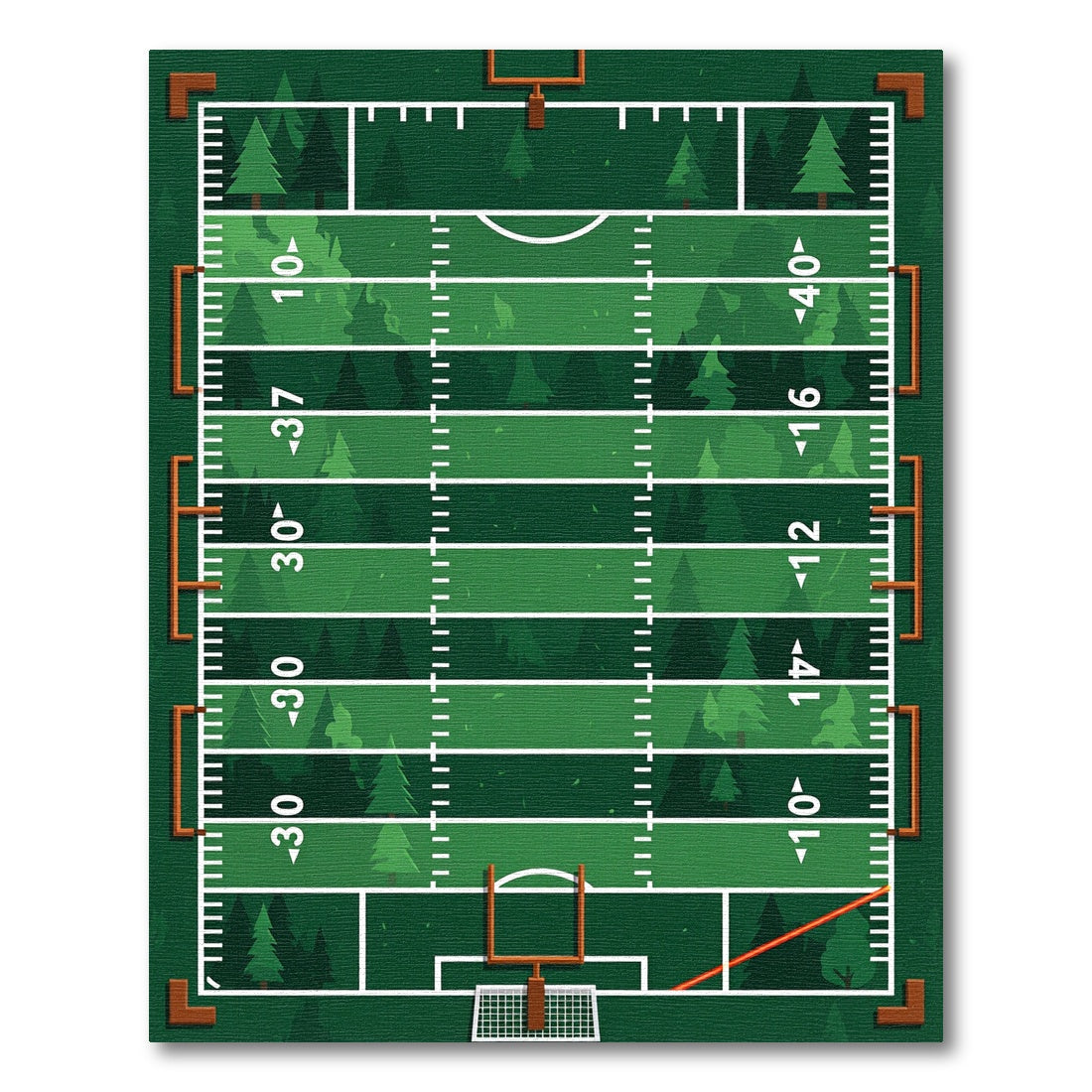 Forest Football Field Line Grid Rug