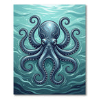 Mystical Deep Blue Ocean Octopus Rug