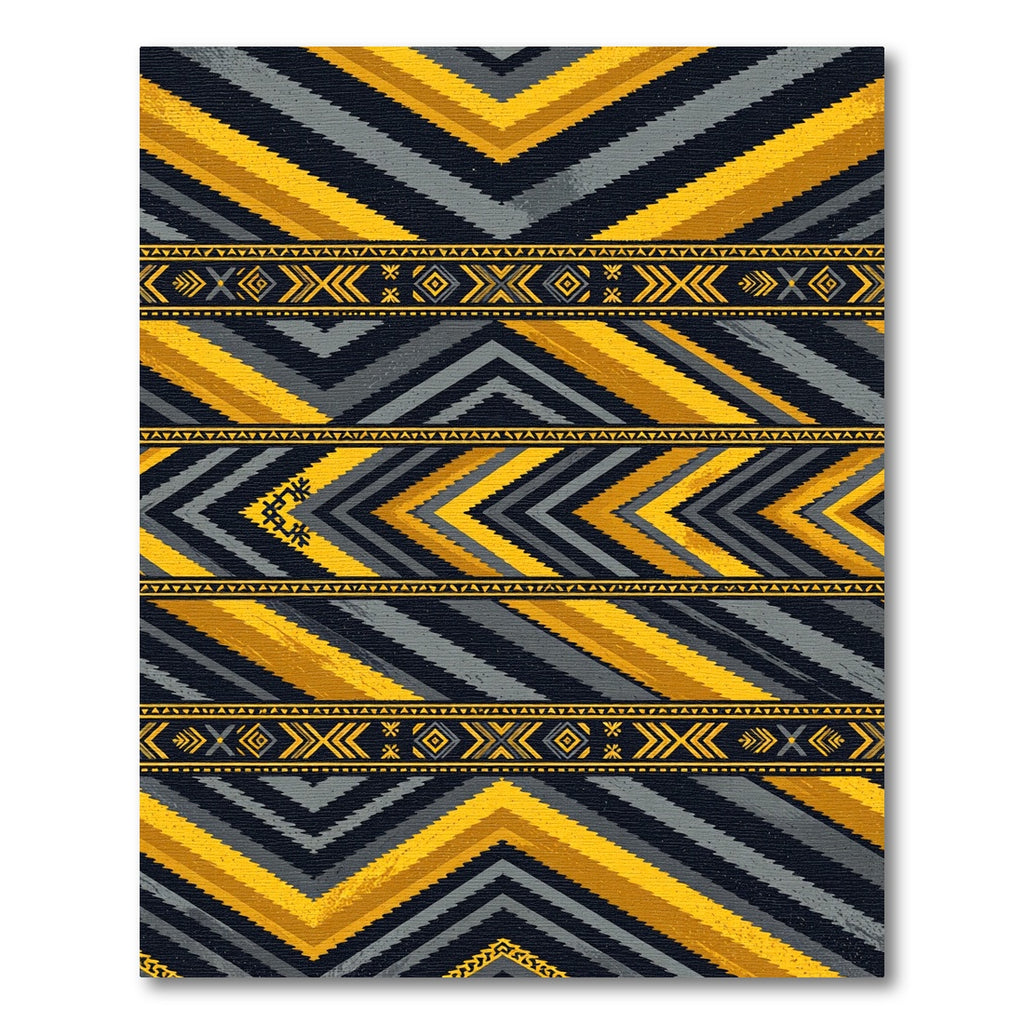 Yellow Gray Tribal Chevron Band Rug