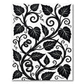 Black Vine Scroll Leafy Composition Rug