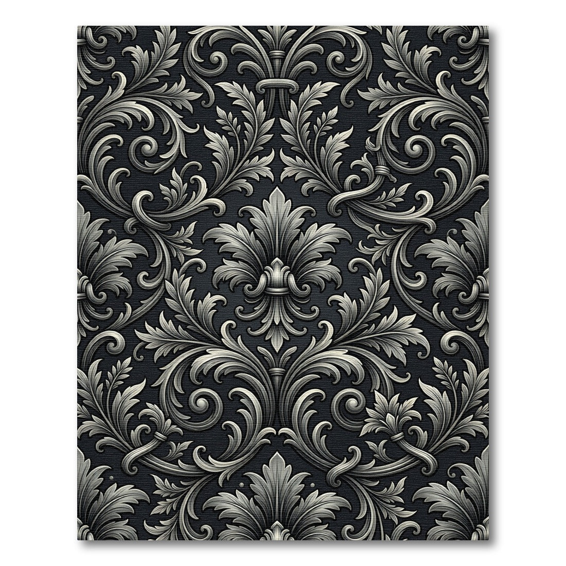 Dark Gray Ornate Acanthus Scroll Rug