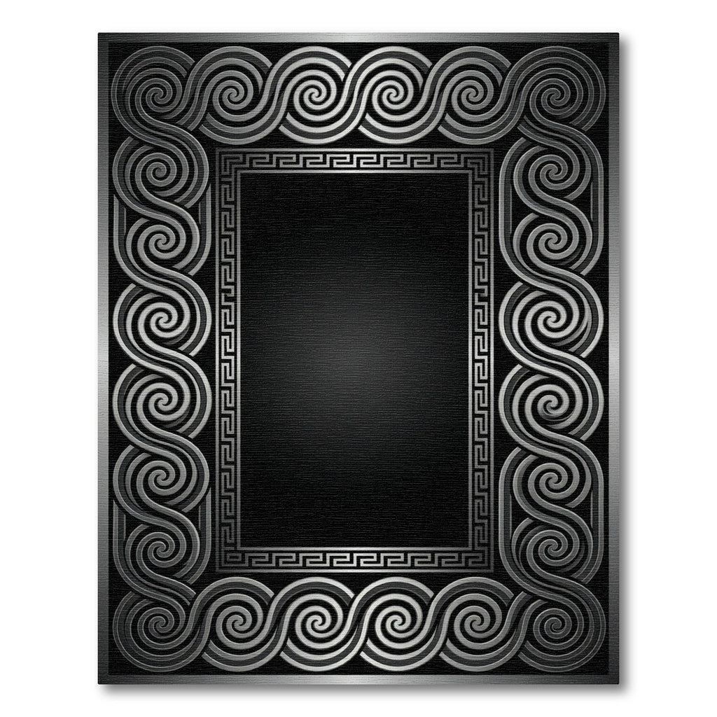 Silver Swirl Greek Key Border Rug