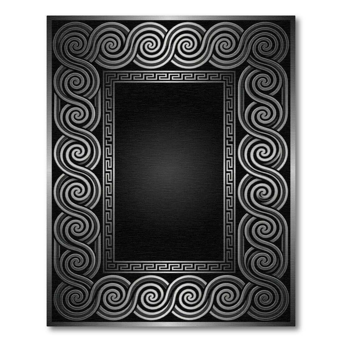 Silver Swirl Greek Key Border Rug