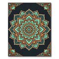 Teal and Amber Mandala Floral Medallion Rug