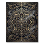 Ornate Gold Black Mandala Floral Rug